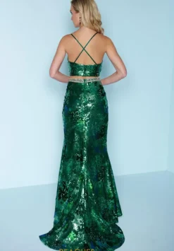 Fitted|Long Dresses^Splash K647 Green