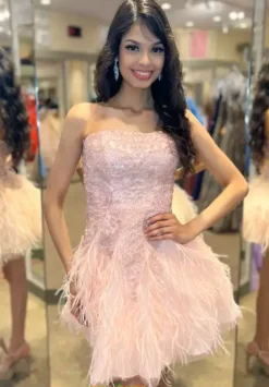 Bat Mitzvah|8Th Grade Dance^Jasz Couture Strapless Beaded A Line Dress 1143 Blush
