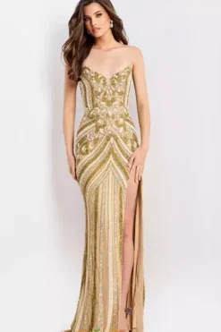 Long Dresses|Plus Sized Dresses^Jovani Strapless Beaded Long Dress 38707