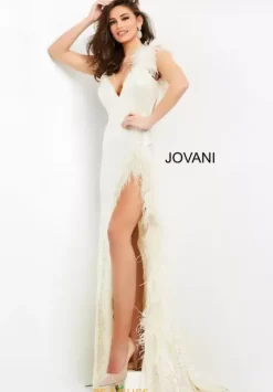 Winter Formal^Jovani Strapless Fitted Sequins Dress 06164 Cream