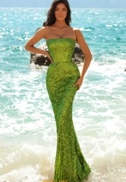 Fitted|Long Dresses^Tarik Ediz 51129 Lime