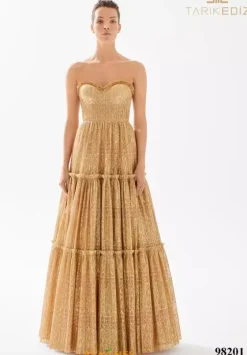 Long Dresses|Plus Sized Dresses^Tarik Ediz 98201 Gold