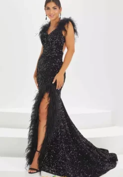 Fitted|Long Dresses^Tiffany 16004 Black