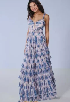 Quince Guest Dresses|Plus Size^Tiffany 16160 Blue Bouquet