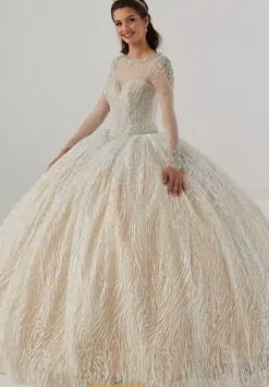 Quince Dresses With Sleeves|Plus Sized Quince Dresses^Tiffany Quinceanera 26016 Ivory/Sky/Champagne