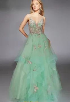 Long Dresses|Plus Sized Dresses^Alyce Tulle Open Back A-Line Dress 61735