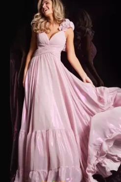 A Line|Plus Size^Jovani V Neck Long A Line Dress 26248