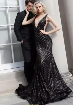 Pageant|Long Dresses^Jovani V Neck Long Fitted Dress 59762