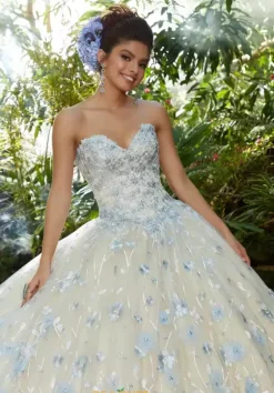 Plus Sized Quince Dresses|Sweet Sixteen^Vizcaya Quinceanera 34011 Light Blue/Champagne