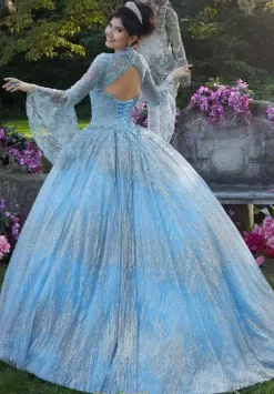 Quince Dresses With Sleeves|Plus Sized Quince Dresses^Vizcaya Quinceanera 89268 Ice Blue