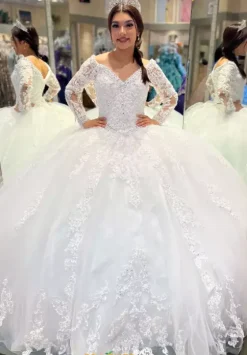 Quince Dresses With Sleeves|Plus Sized Quince Dresses^Vizcaya Quinceanera 89360