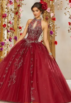 Long Dresses|Plus Sized Dresses^Vizcaya Quinceanera 89236 Sangria