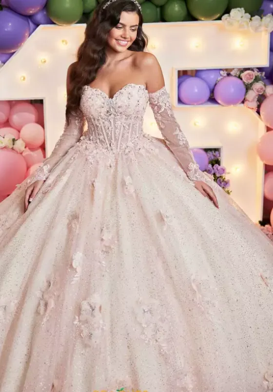 Sweet Sixteen|Quince Dresses With Sleeves^Vizcaya Quinceanera 89512