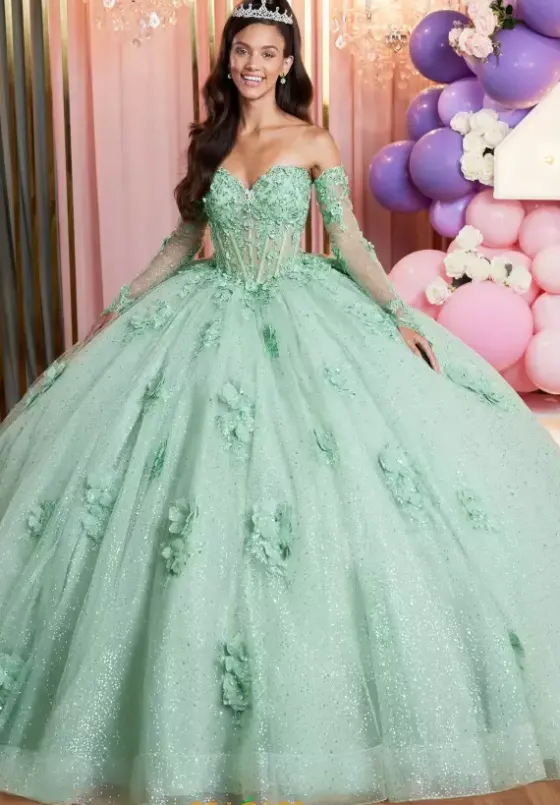 Sweet Sixteen|Quince Dresses With Sleeves^Vizcaya Quinceanera 89512