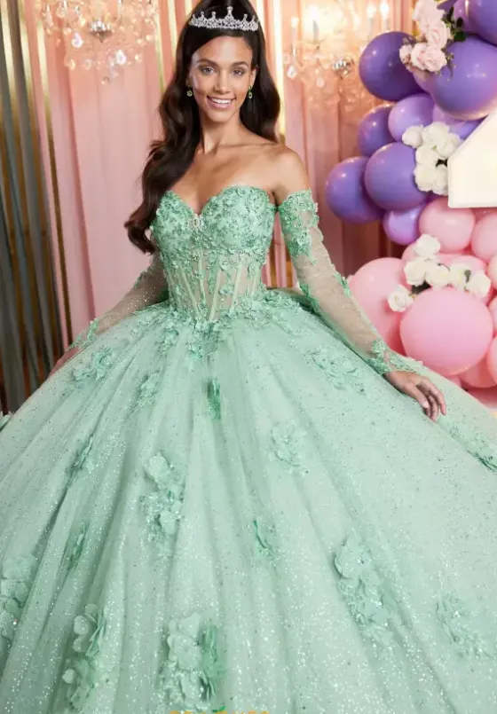 Sweet Sixteen|Quince Dresses With Sleeves^Vizcaya Quinceanera 89512