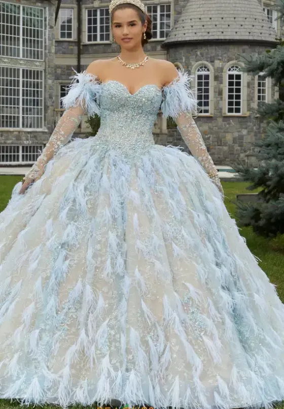 Quince Dresses With Sleeves|Plus Sized Quince Dresses^Vizcaya Quinceanera 34082 Iced Champagne