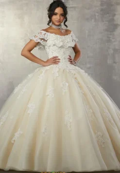Long Dresses|Plus Sized Dresses^Vizcaya Quinceanera 89168 Ivory/Champagne
