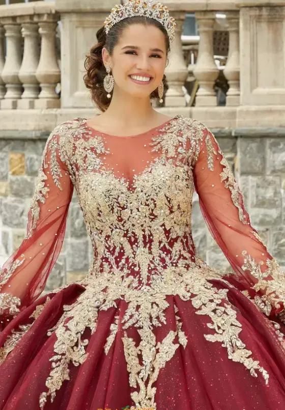 Quince Dresses With Sleeves|Plus Sized Quince Dresses^Vizcaya Quinceanera 34086