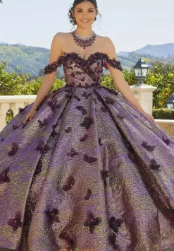Sweet Sixteen|Plus Sized Quince Dresses^Vizcaya Quinceanera 89429 Purple/Gold