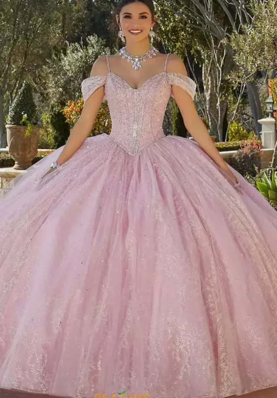 Sweet Sixteen|Plus Sized Quince Dresses^Vizcaya Quinceanera 89430 Pucker Up Pink