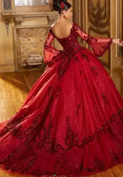 Quince Dresses With Sleeves|Plus Sized Quince Dresses^Vizcaya Quinceanera 60156 Sangria