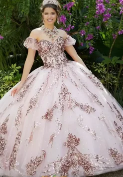 Plus Sized Quince Dresses|Sweet Sixteen^Vizcaya Quinceanera 89292 Blush/Rose Gold