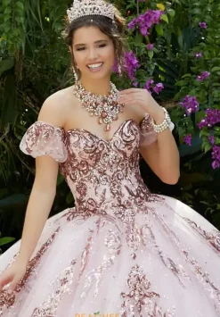Plus Sized Quince Dresses|Sweet Sixteen^Vizcaya Quinceanera 89292 Blush/Rose Gold
