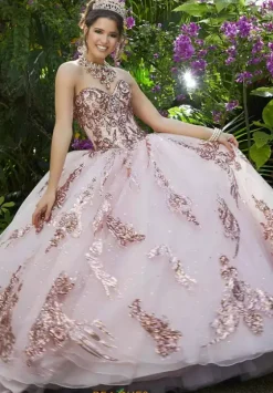 Plus Sized Quince Dresses|Sweet Sixteen^Vizcaya Quinceanera 89292 Blush/Rose Gold