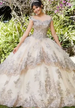 Plus Sized Quince Dresses|Sweet Sixteen^Vizcaya Quinceanera 89294 Champagne/Rose Gold