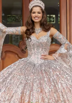 Sweet Sixteen|Quince Dresses With Sleeves^Vizcaya Quinceanera 89401